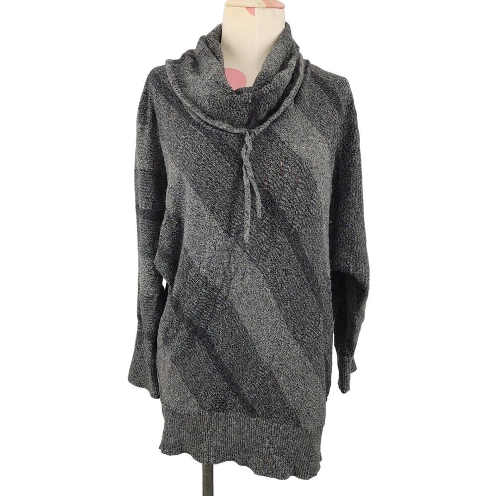 Women's Peck & Peck Weekend Wool Blend Sweater Cowl Neck Large Grey Heathered